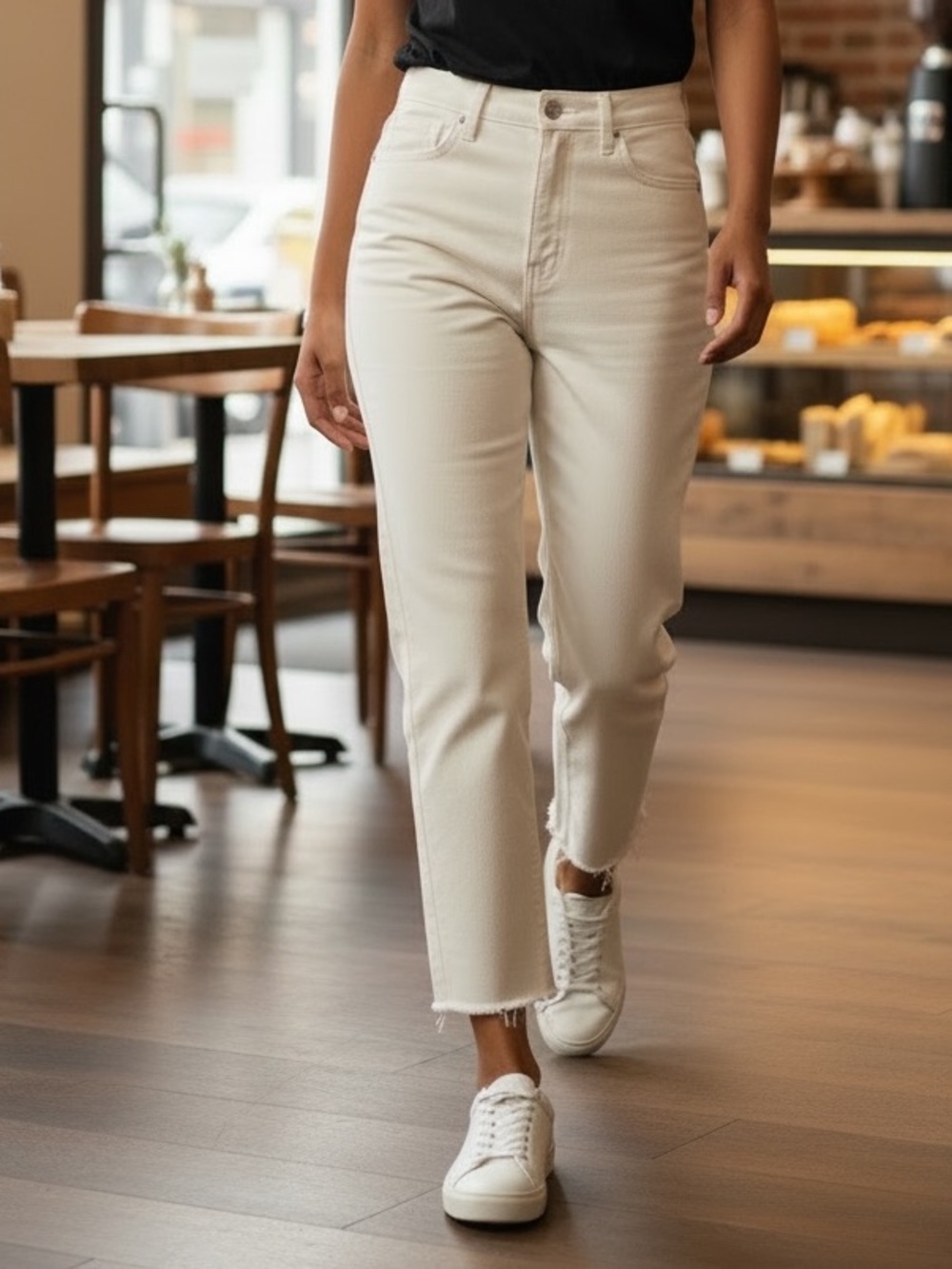 Kenzie Jeans Vintage Luxe Women’s High-Rise Straight Jeans in Off-White